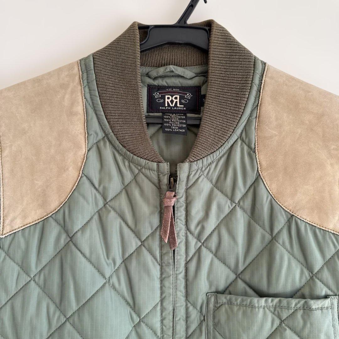 Double RL ダブルアールエル キルティングベスト　レザーパッチ