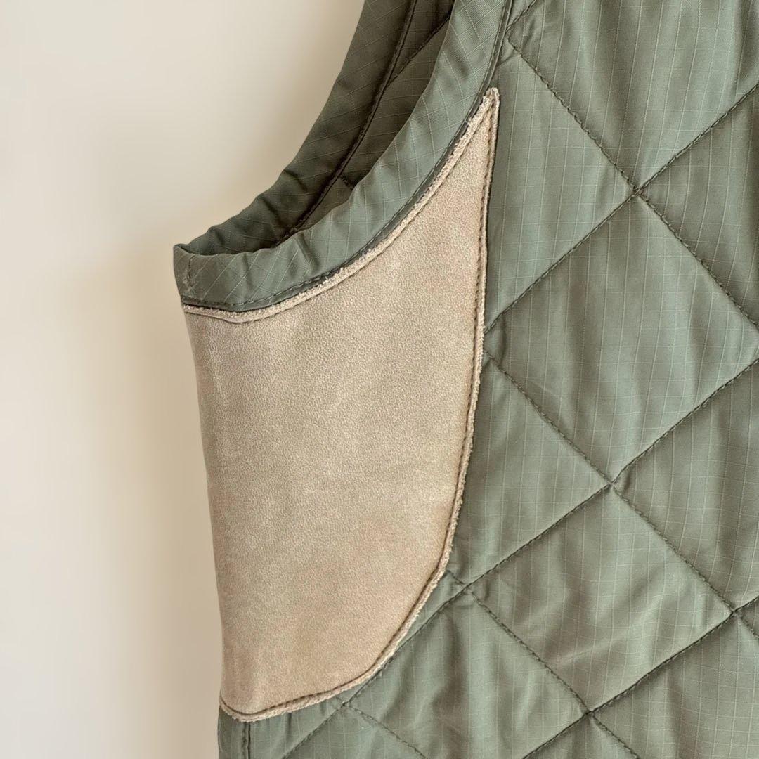 Double RL ダブルアールエル キルティングベスト　レザーパッチ