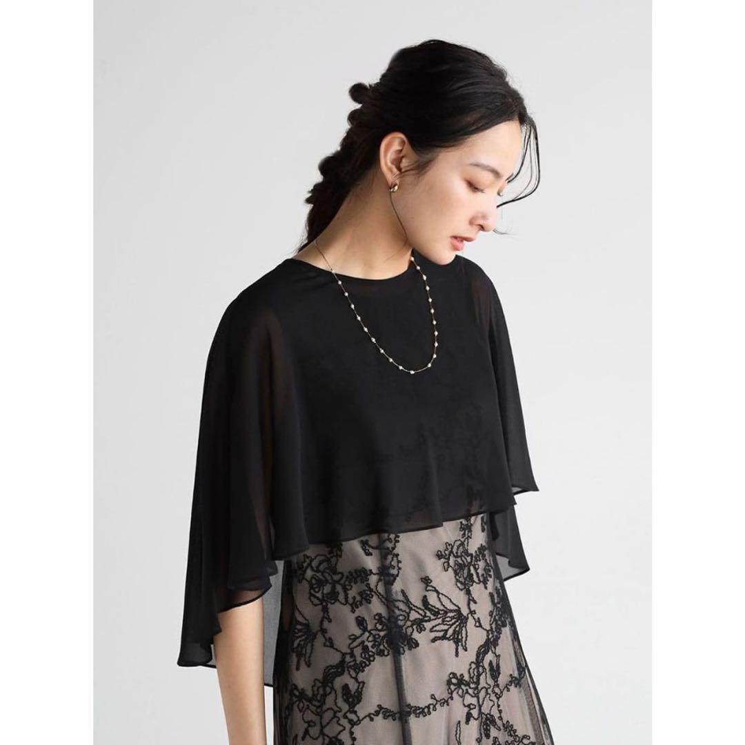 2024年モデル☆Rire Fete フラワーエンブロイダリー ケープ ドレス