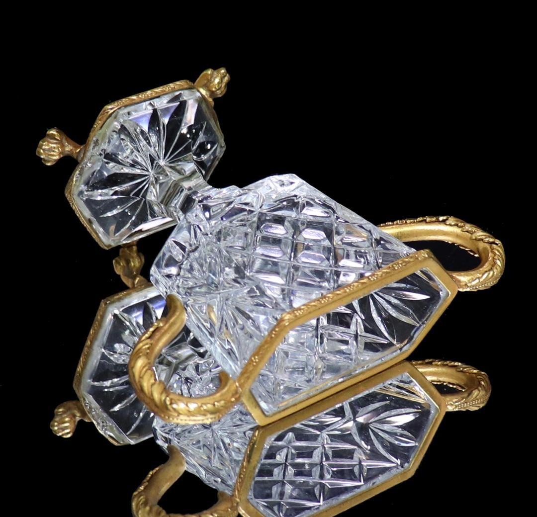 オールド・バカラ 1880年頃 ブロンズ装飾耳付獅子脚花瓶 小物入れディアマン