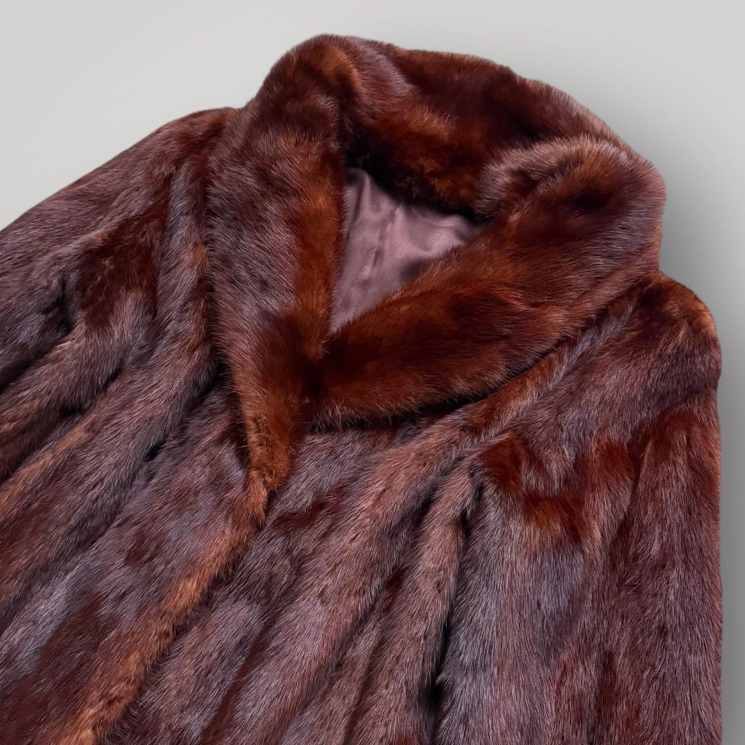 本毛皮 ウィーゼル リアルファーコート 毛皮 レディース ブラウン