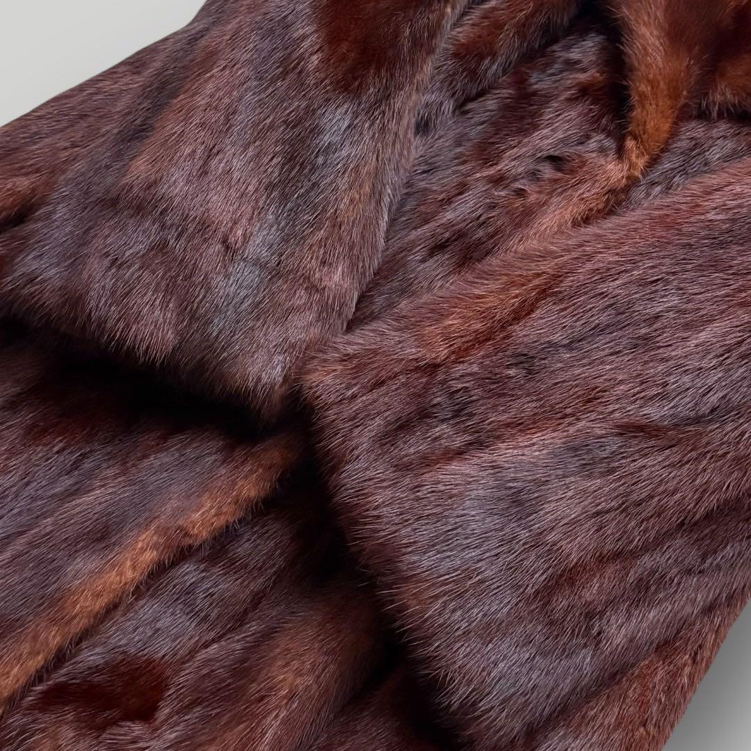 本毛皮 ウィーゼル リアルファーコート 毛皮 レディース ブラウン