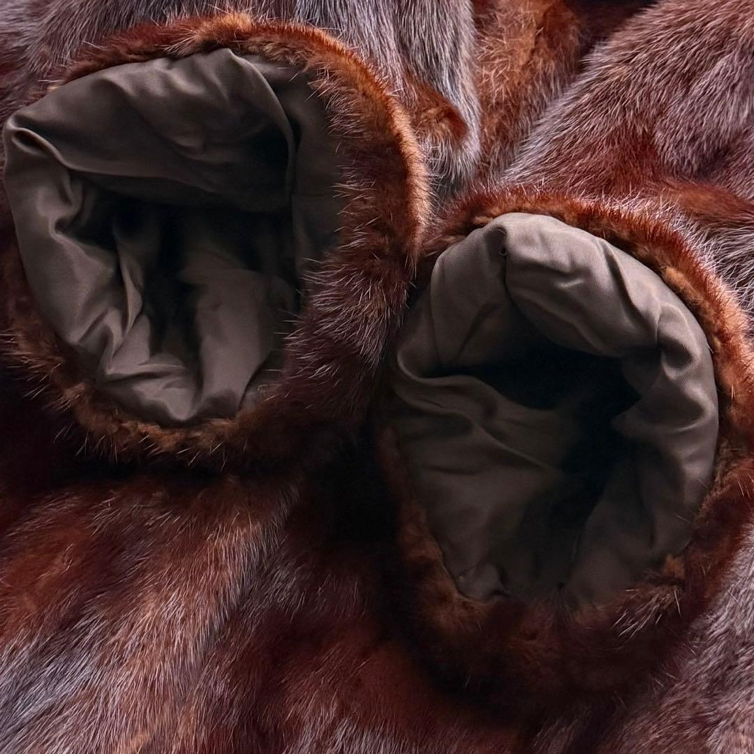 本毛皮 ウィーゼル リアルファーコート 毛皮 レディース ブラウン