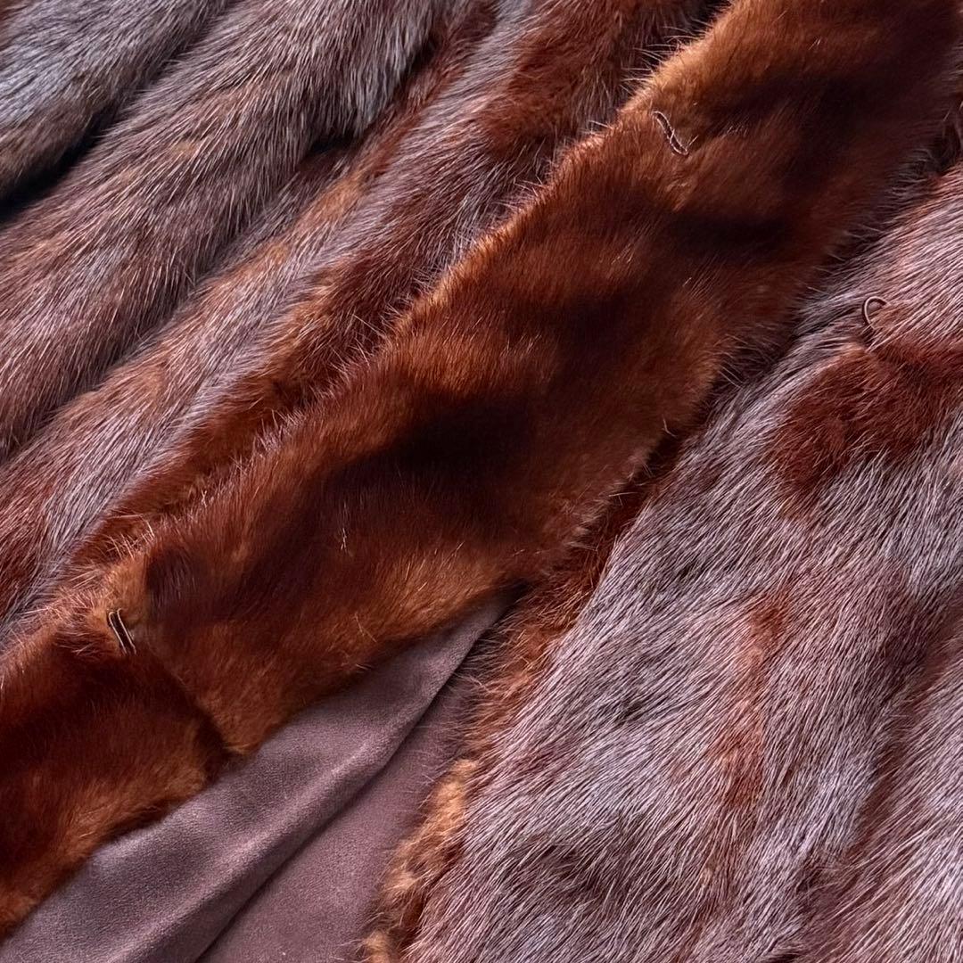 本毛皮 ウィーゼル リアルファーコート 毛皮 レディース ブラウン