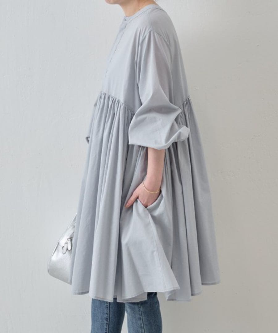 ✨定価約2万円✨ビアズリー　ギャザーチュニック　長袖　コットン100% F