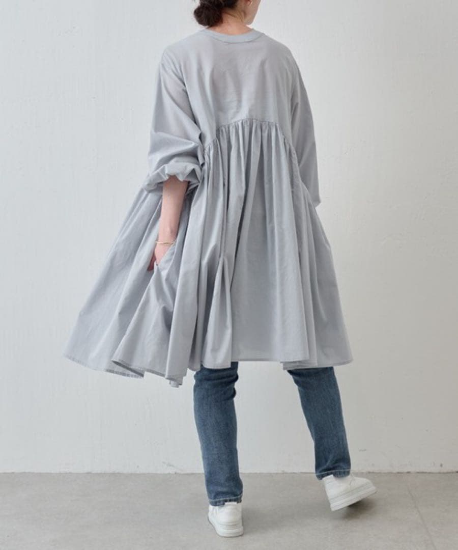 ✨定価約2万円✨ビアズリー　ギャザーチュニック　長袖　コットン100% F