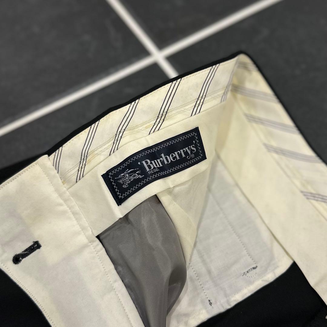 80s Burberry 【ウールギャバ　ツータック　ワイドスラックス　極太】