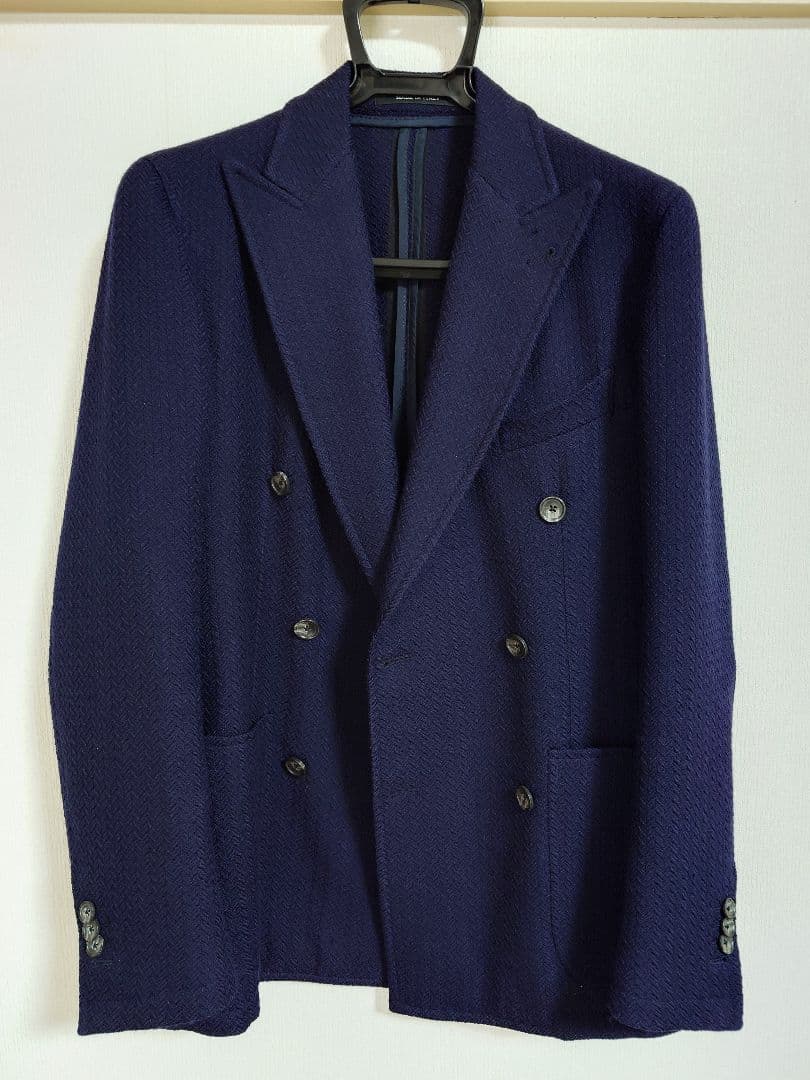 TAGLIATORE ネイビーヘリンボーン ダブルブレスト ジャケット 42