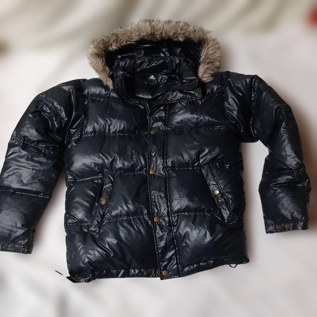 人気ブラック◆adidas　 ダウンジャケット ファー付き◆Y2K◆アディダス