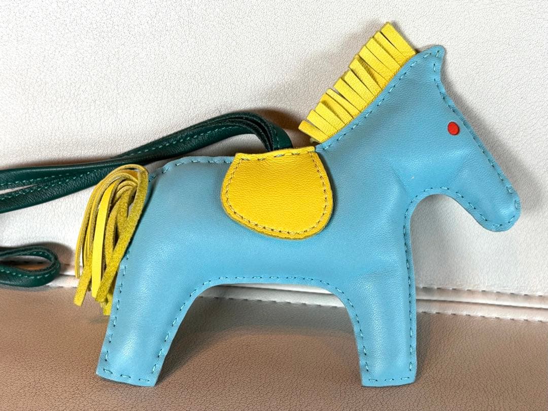 【美品】 HERMÈSロデオMM バッグチャーム アニョーミロ ブルー×イエロー