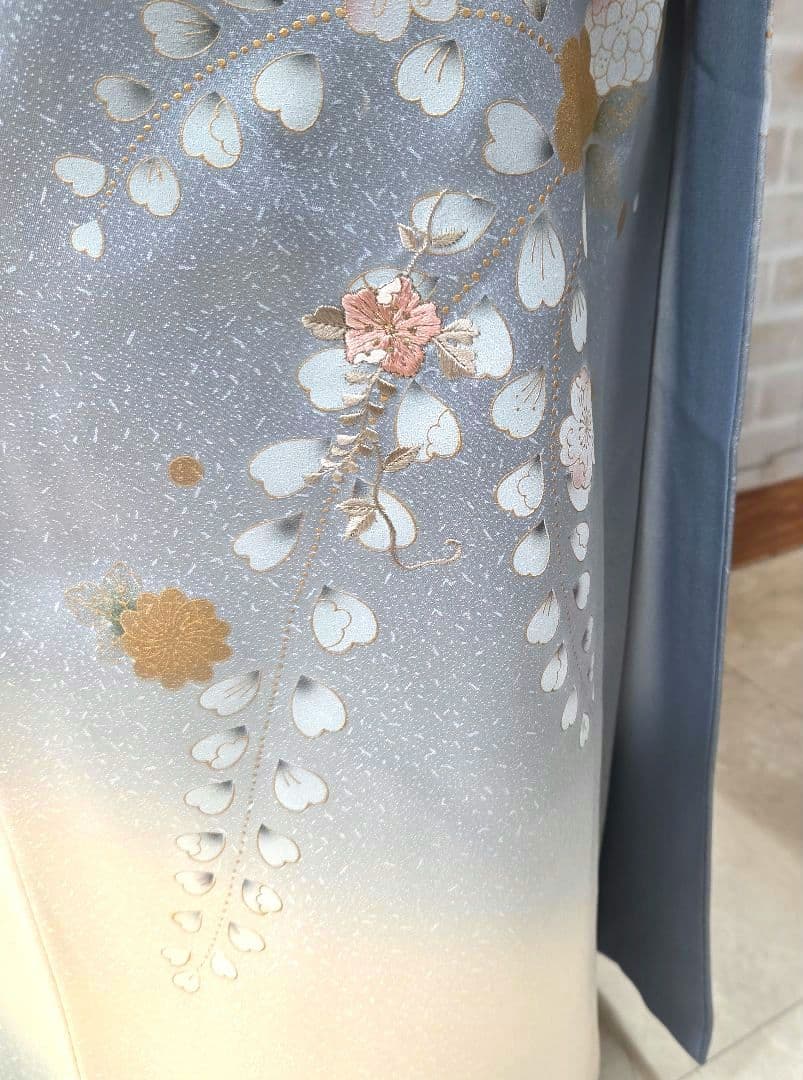 スワトウ刺繍、辻ケ花文様訪問着4点フルセット、着物、袋帯、帯締め、帯揚げ