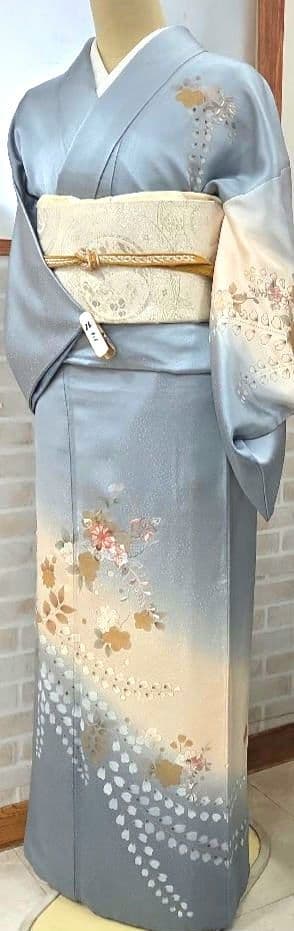 スワトウ刺繍、辻ケ花文様訪問着4点フルセット、着物、袋帯、帯締め、帯揚げ