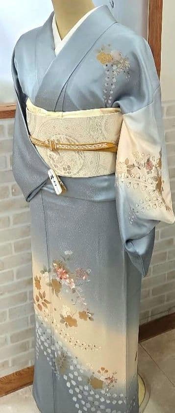 スワトウ刺繍、辻ケ花文様訪問着4点フルセット、着物、袋帯、帯締め、帯揚げ