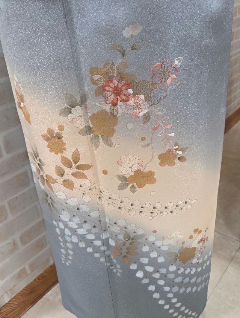 スワトウ刺繍、辻ケ花文様訪問着4点フルセット、着物、袋帯、帯締め、帯揚げ