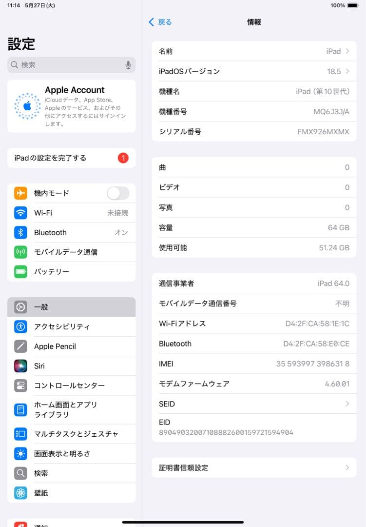iPad 第10世代 64GB Cellularモデル シルバー