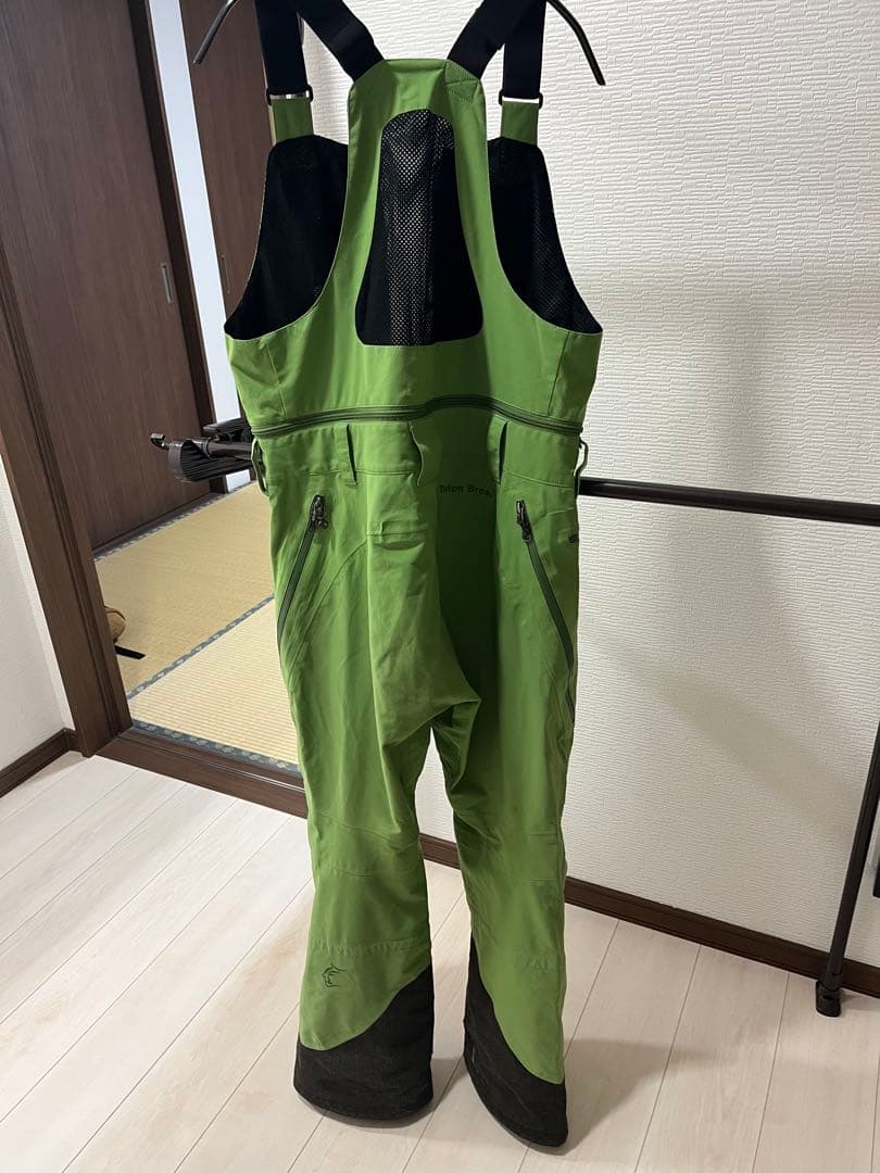 Teton bros ビブパンツ スノボ グリーン シェルパンツ 防風