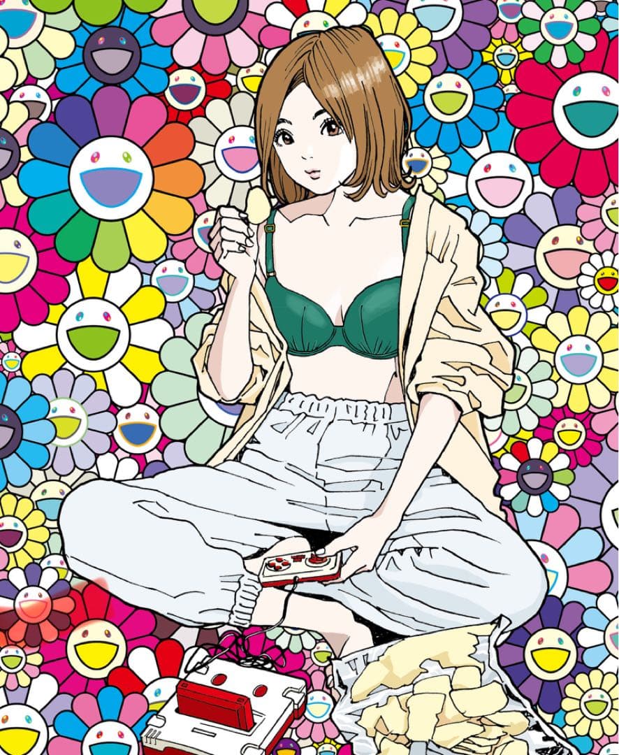 江口寿史・村上隆エディションサイン入りコラボレーション版画「famicom」