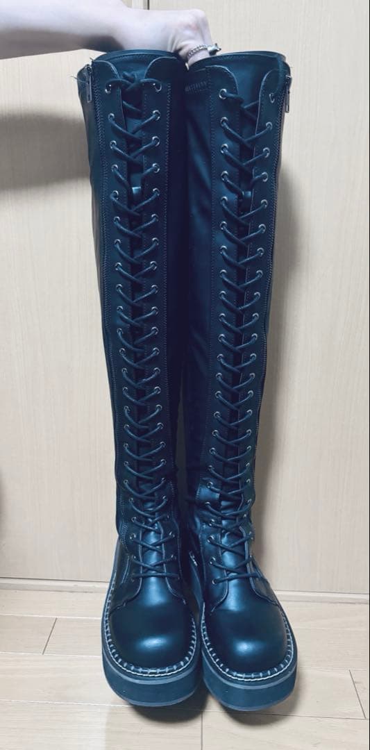 demonia デモニア　ニーハイブーツ　厚底　ブラック24.5~25.0 cm