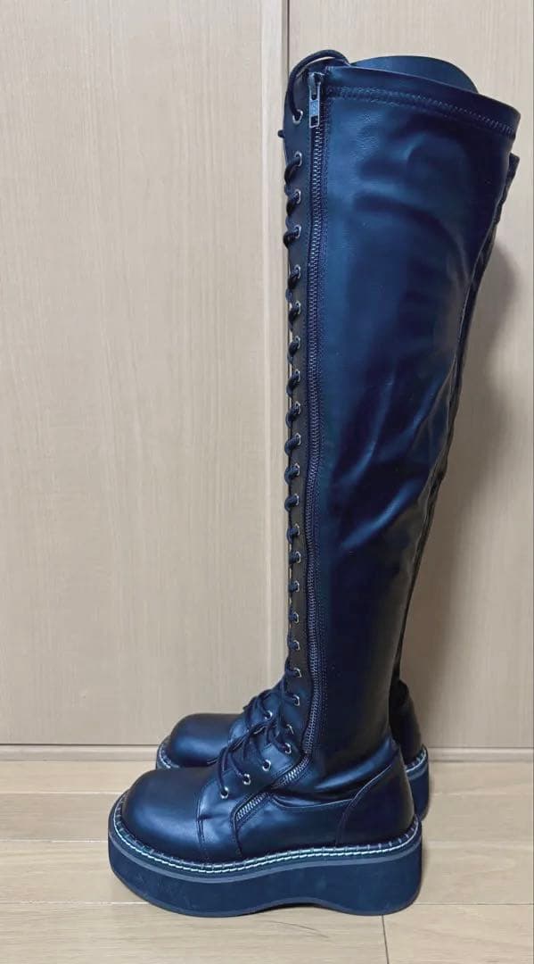 demonia デモニア　ニーハイブーツ　厚底　ブラック24.5~25.0 cm