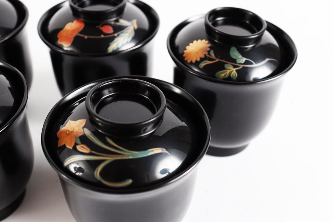 と*と様 輪島塗 塗師 清斉 吸物椀 五客 共箱 茶道具懐石膳会席