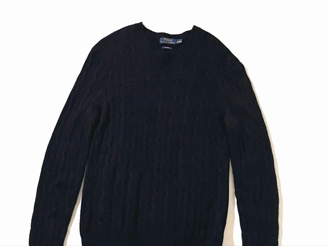 【美品】ポロ ラルフローレン　カシミヤ100% ニットセーター　ケーブル編み　L