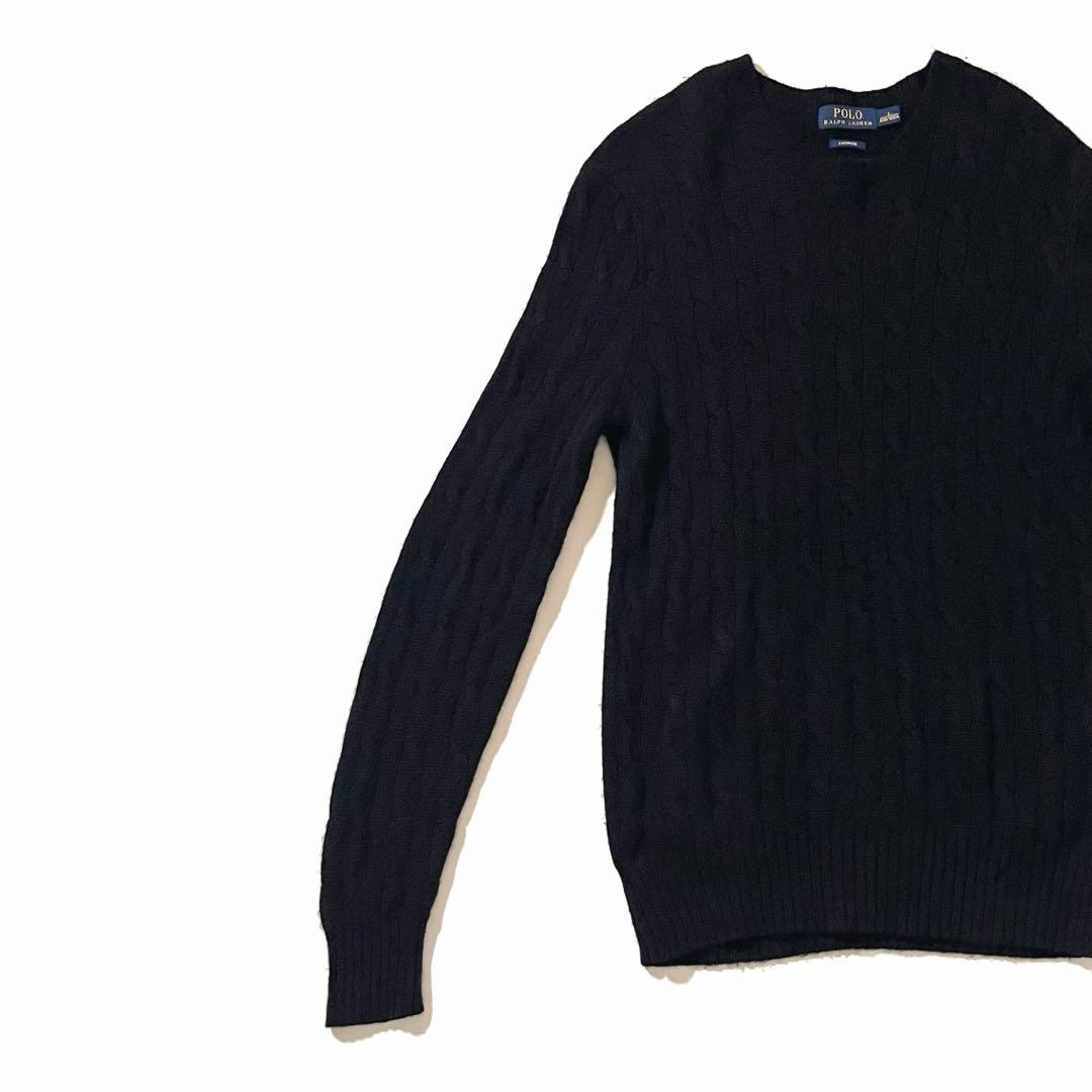 【美品】ポロ ラルフローレン　カシミヤ100% ニットセーター　ケーブル編み　L