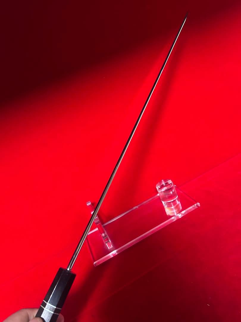 包丁　先丸型　マグロ包丁　尺三　鬼反り　鏡面仕上げ　切味抜群　箱付　未使用品