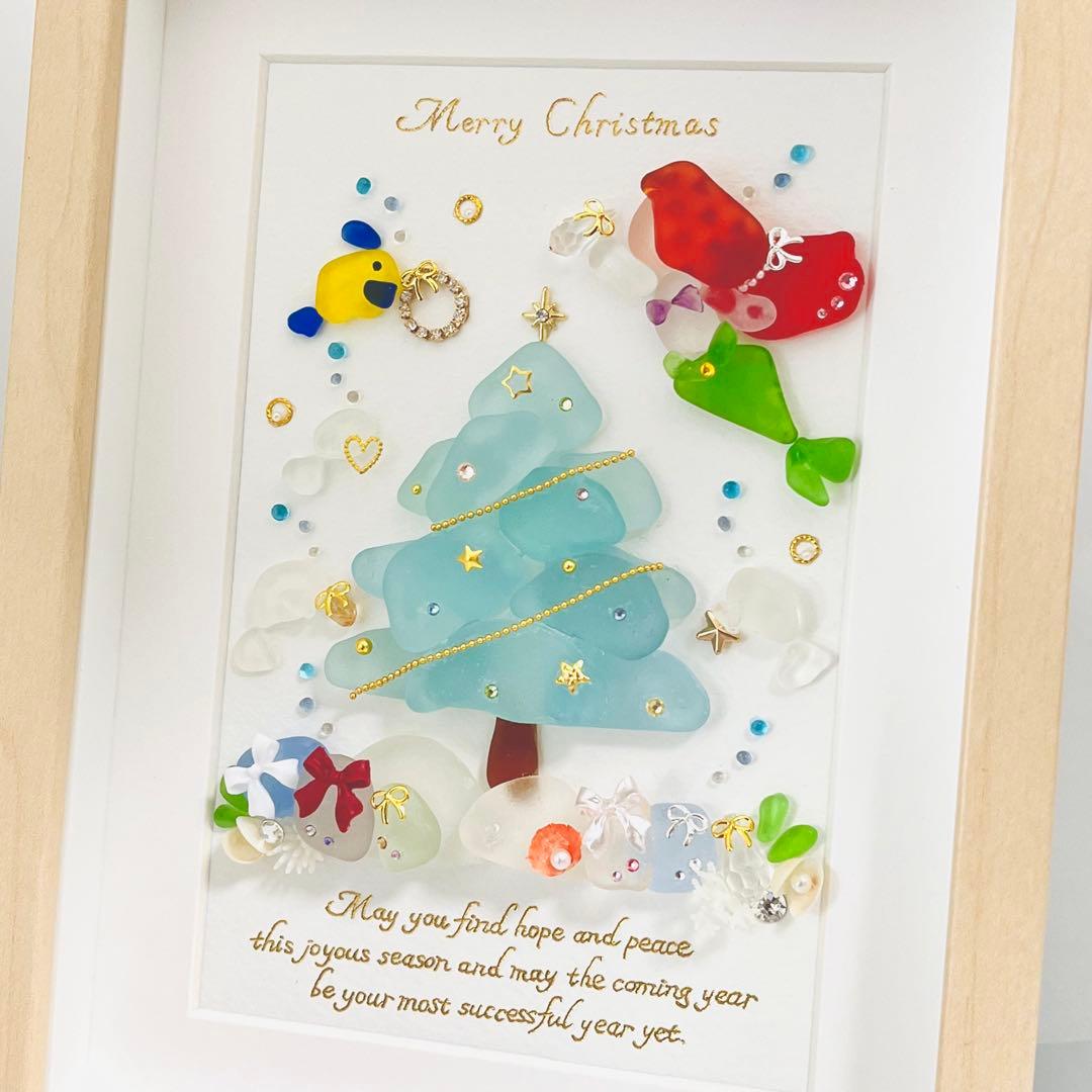 クリスマスの飾りつけ 〜人魚姫の物語〜 シーグラスアート レア No.556