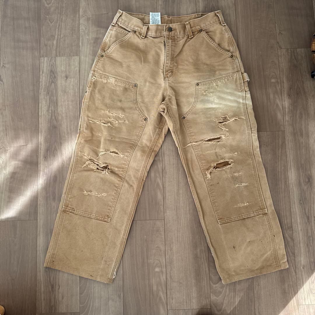 カーハート Carhartt ダブルニー フェード ボロ ダメージw33