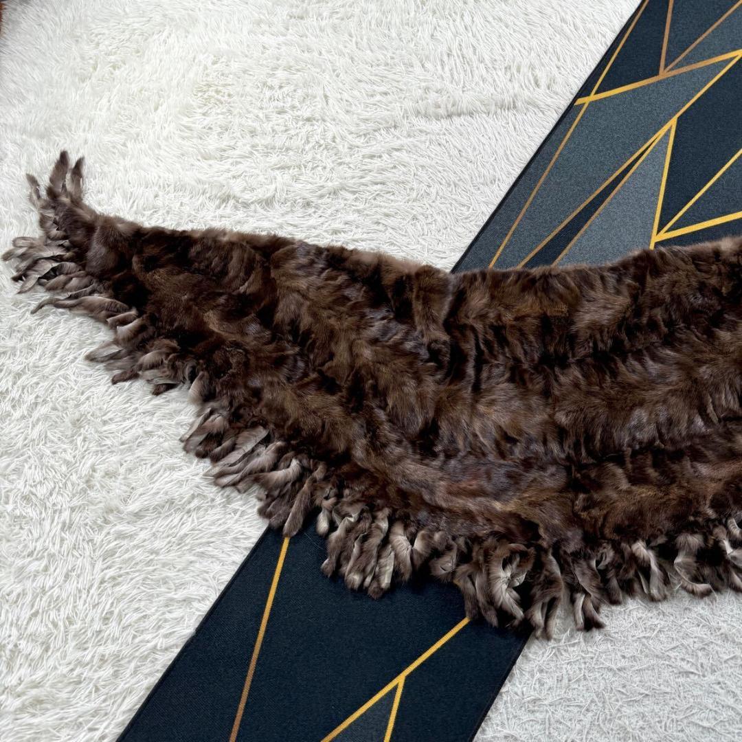 極美品 ロシアンセーブル ショール リアルファー 大判 毛並み◎なめし柔らか