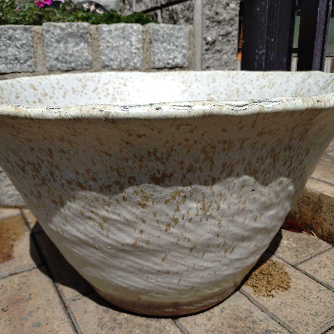 信楽焼　手作りめだか鉢　水連鉢　ビオトープ　直径55㌢