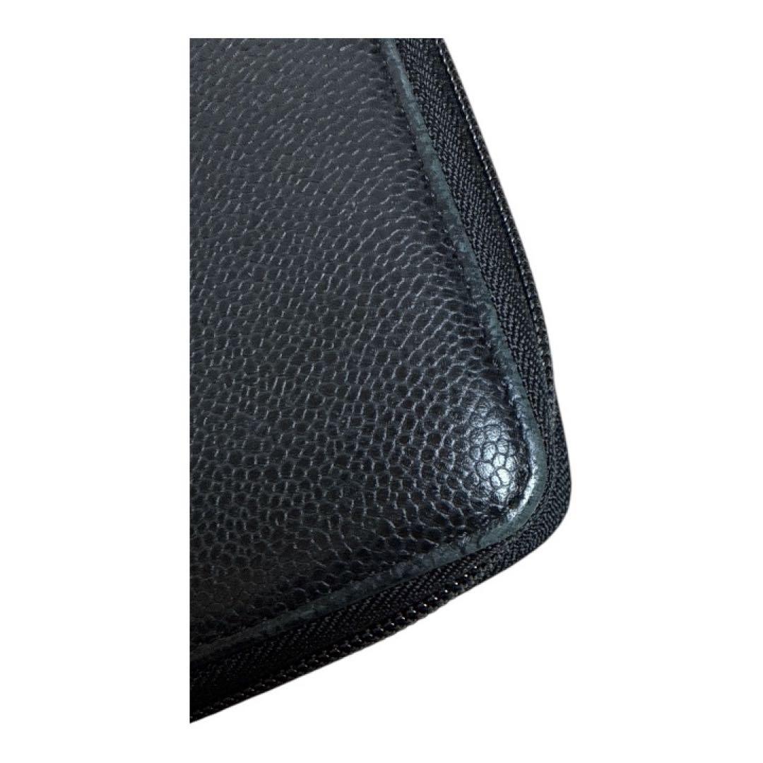 CHANEL キャビアスキン ラウンドファスナー 長財布 ブラック