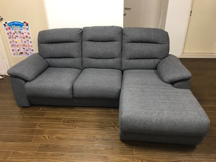 ニトリ 布張りハイバックカウチソファ ダークグレー