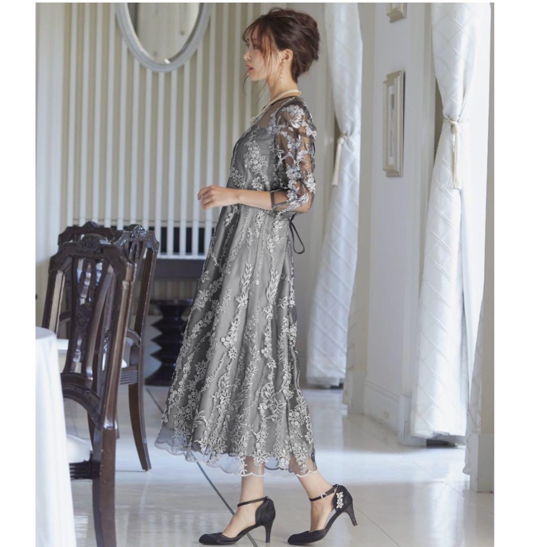 niana 刺繍レース　バックリボン　パーティドレス　同窓会　二次会　結婚式