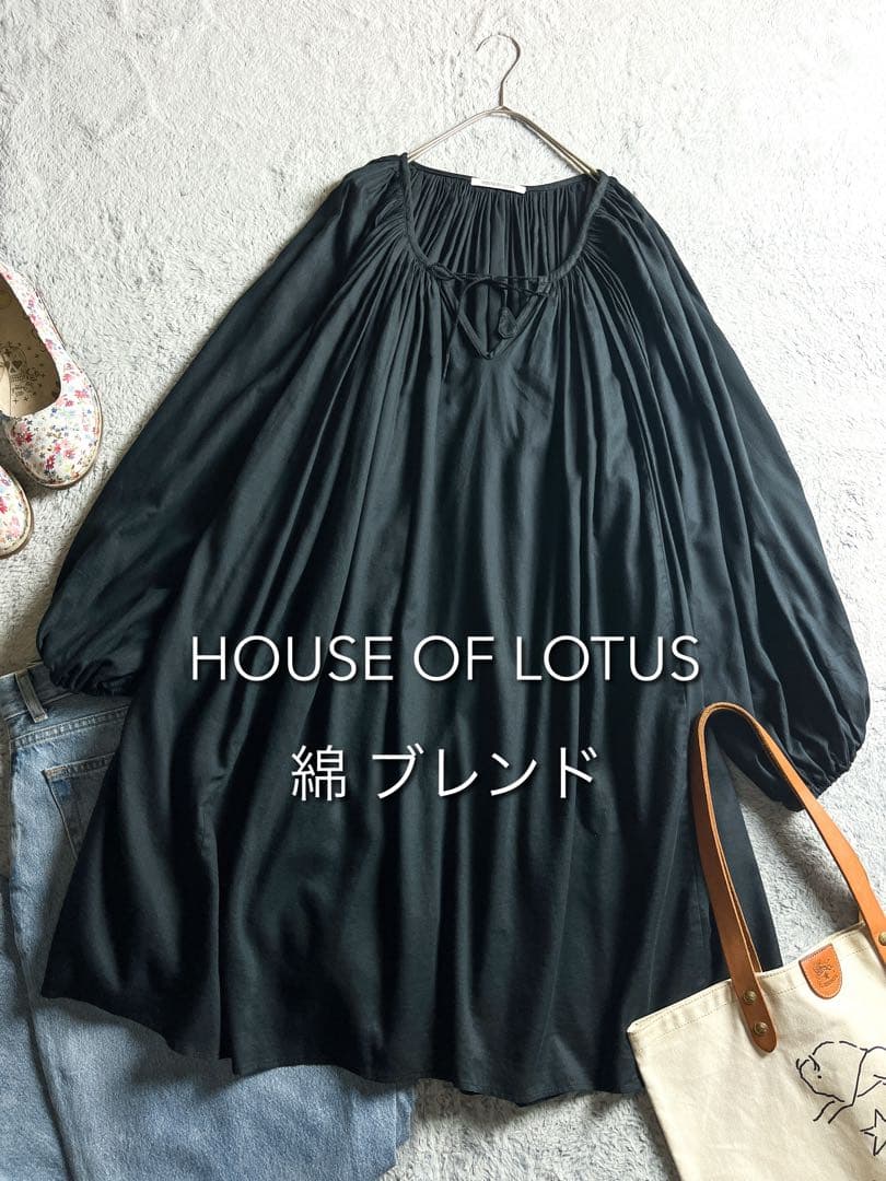 【HOUSE OF LOTUS】ギャザーチュニックワンピース タッセルリボン M