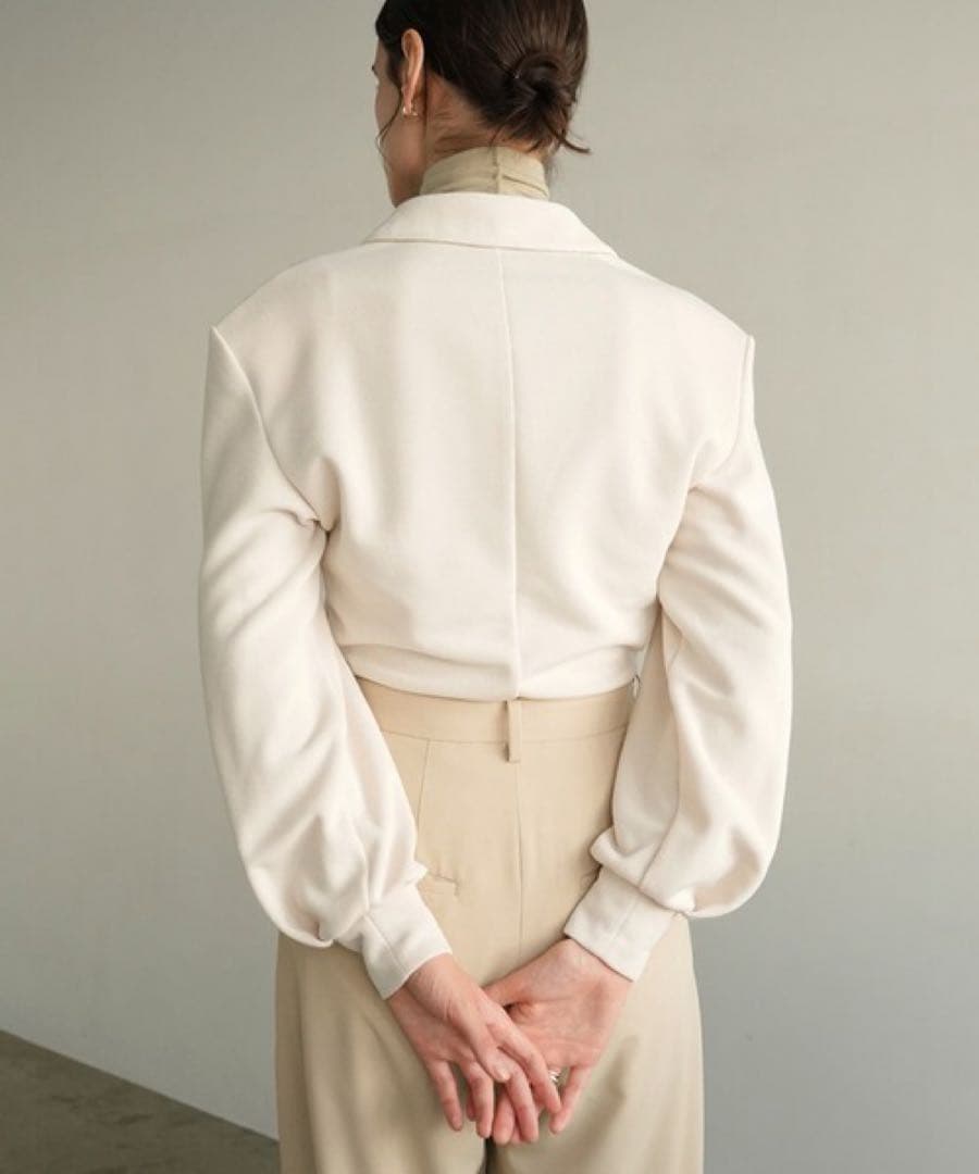 clane POWER SHOULDER POLO アイボリー 1