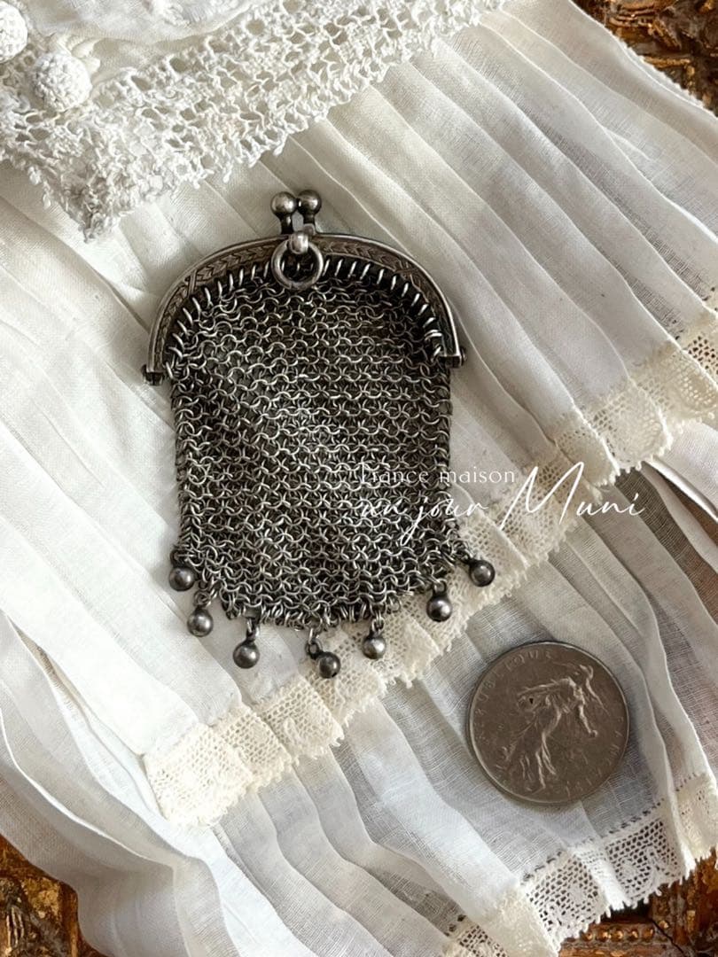 ◆SALE◆フランスアンティーク超美品シルバーメッシュパース銀刻印1900