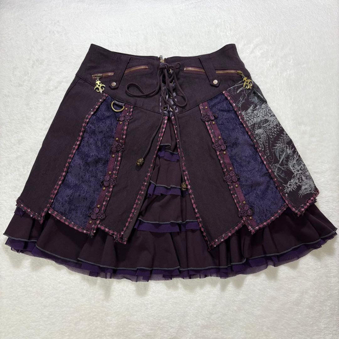 Ozz Croce ミニスカート　フレア　レイヤード　ティアード　ドラゴン