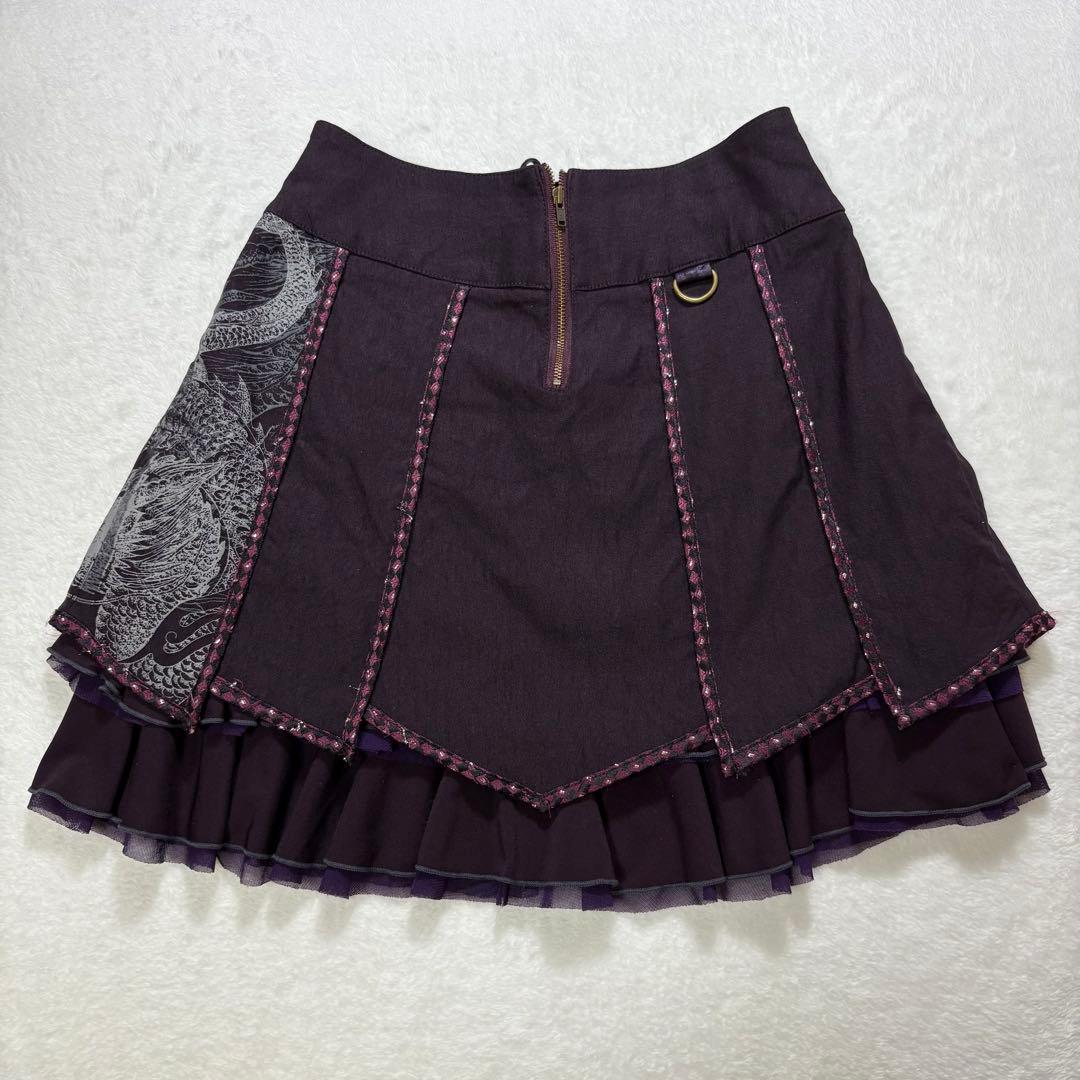 Ozz Croce ミニスカート　フレア　レイヤード　ティアード　ドラゴン