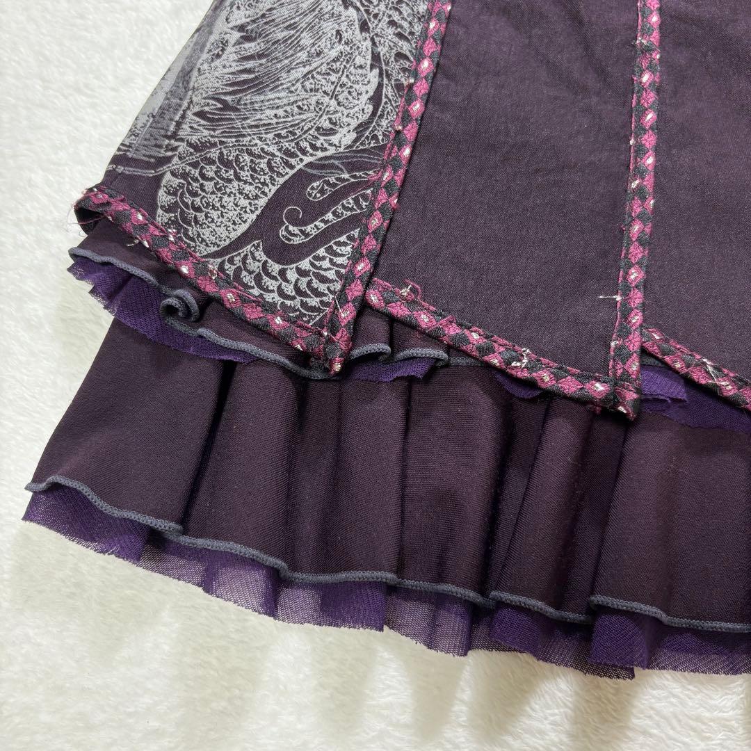 Ozz Croce ミニスカート　フレア　レイヤード　ティアード　ドラゴン