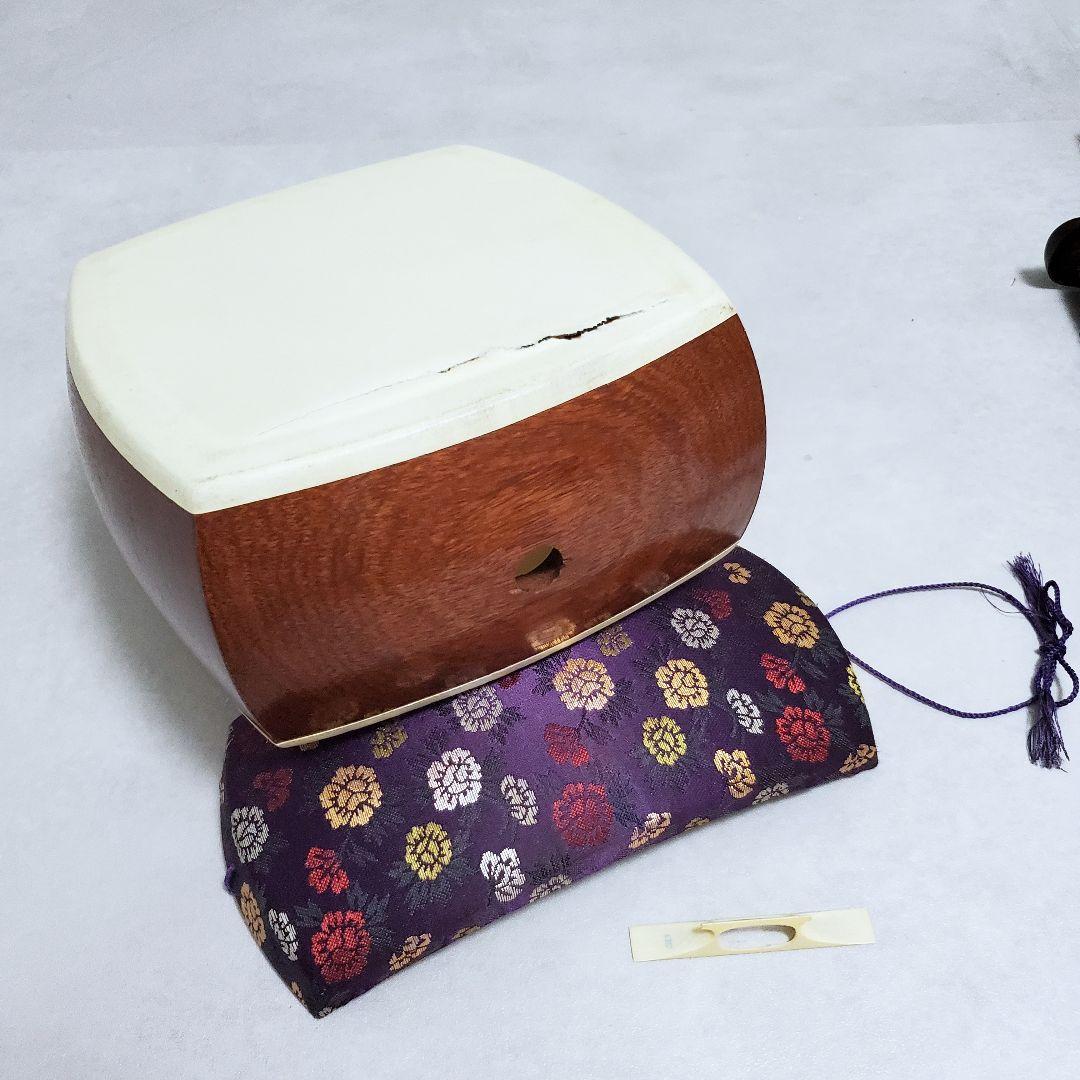 ▼高級長唄三味線▼細棹 短棹 紫檀 内寸胴 皮破れ＆弦切れ