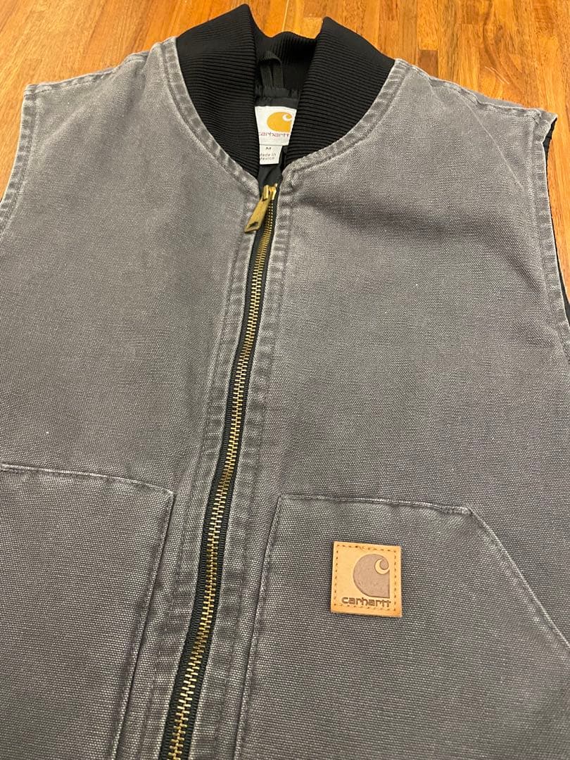 90s Carhartt カーハートダックベスト　グレー　M 古着　ビンテージ