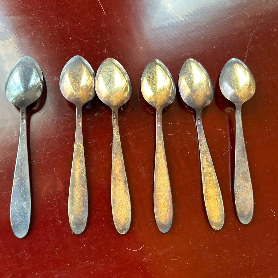 新品◆ヴィンテージ　ロシア　シルバーエナメルスプーン6本￼セット