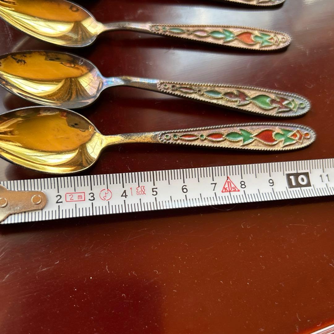 新品◆ヴィンテージ　ロシア　シルバーエナメルスプーン6本￼セット