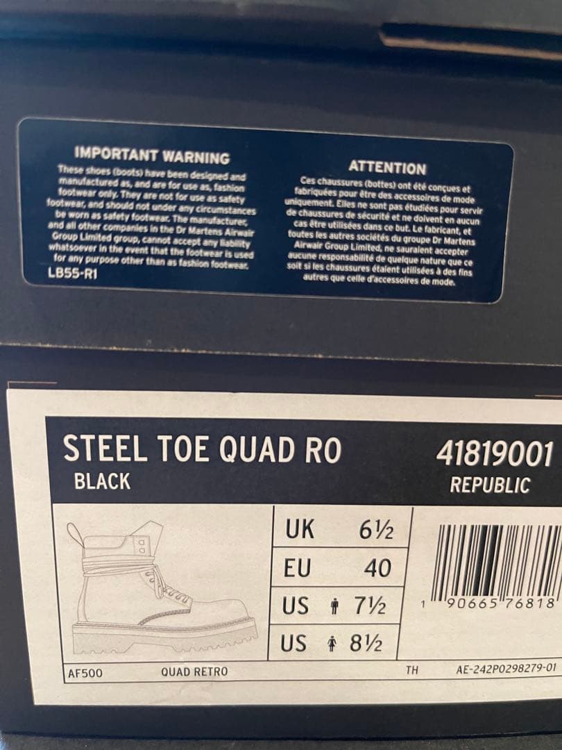 新品正規品【Rick Owens × Dr. Martens】STEEL TOE