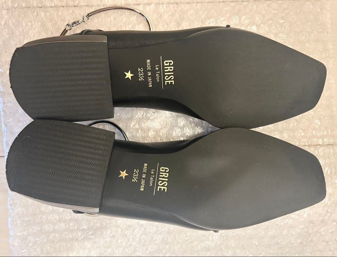 【LE TALON】GRISEレザースクエアクロスシームアンクルフラット