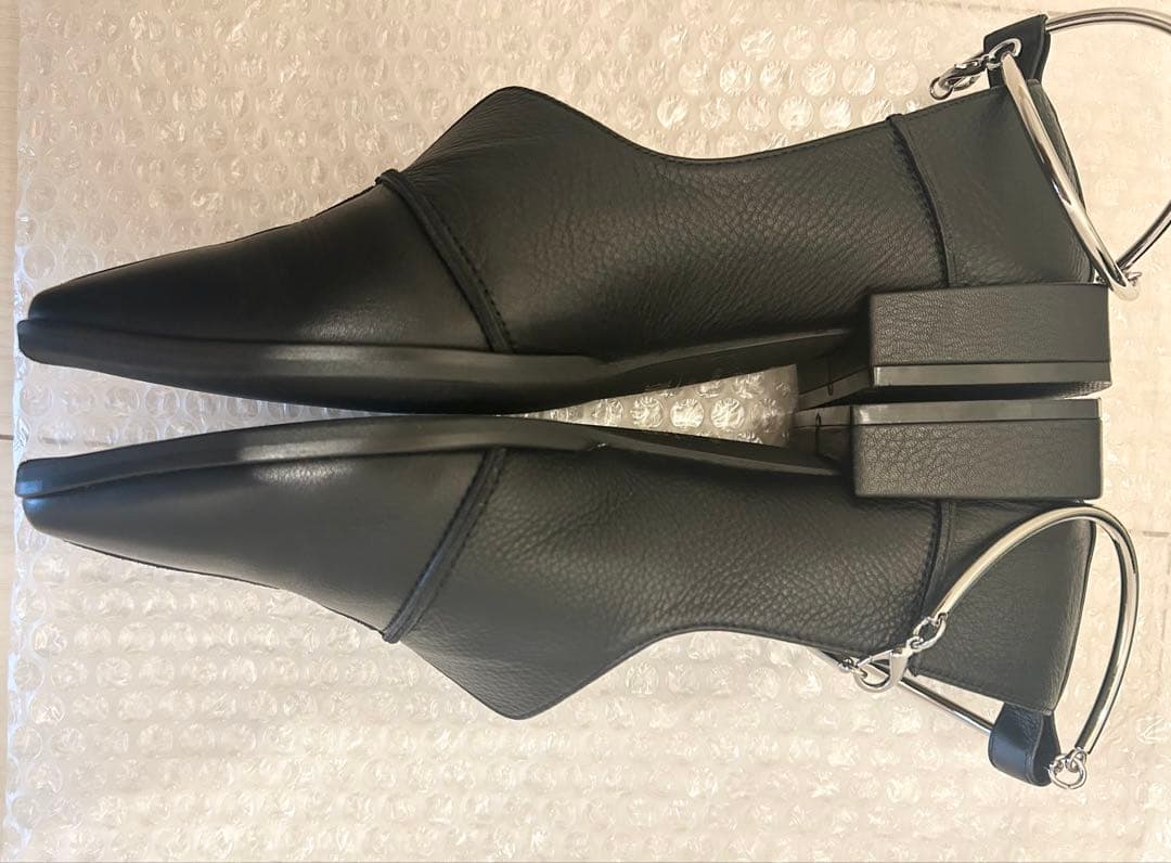 【LE TALON】GRISEレザースクエアクロスシームアンクルフラット