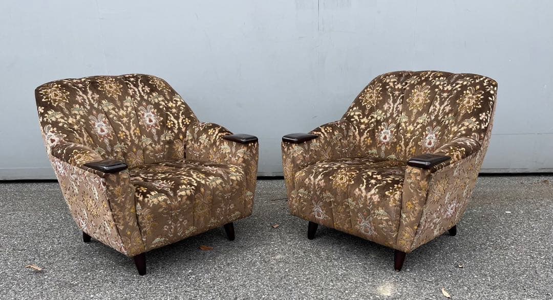 一人用ソファ　二脚　昭和レトロ