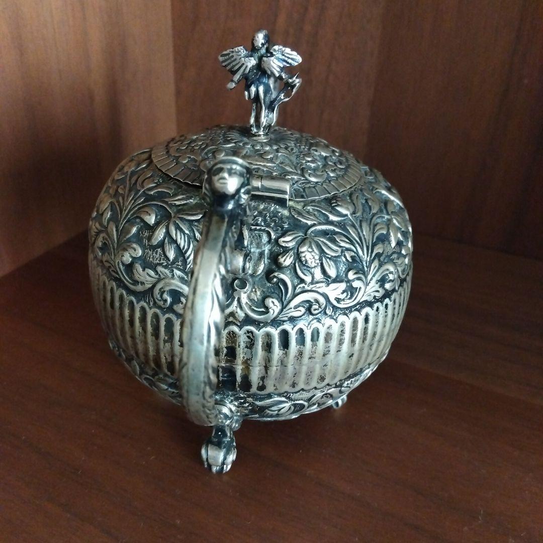 アンティーク ティーセット 銀メッキ 彫刻装飾 ヴィクトリアン風