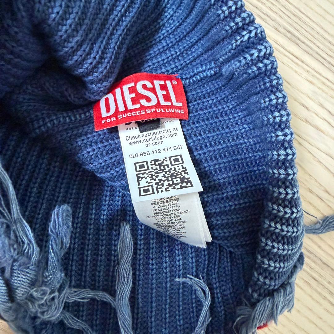 デニムブルー DIESロゴ ビーニー ニット帽・ビーニー